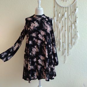 Cold Shoulder Floral High Neck Tunic Dress Size S